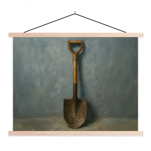 Schep - Gereedschap - Schilderij textielposter latten blank klein -3d