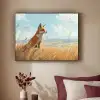 Vos - Gras - Wolken - Oranje Textielframe zwart klein -sfeer1