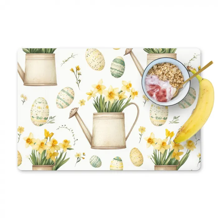 Gieter - Bloemen - Eieren Placemat vinyl groot -zzzproduct_Kitchenyeah-website