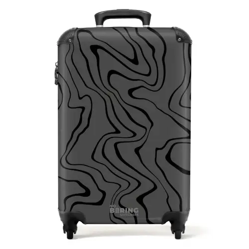 Grijze achtergrond met abstracte zwarte lijnen NBS - Handbagage koffer - Kinderen Unisex middel -productfoto_recht