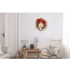 Deurkrans - Strik - Kerst - Rood - Groen Wandcirkel aluminium klein -woonkamer