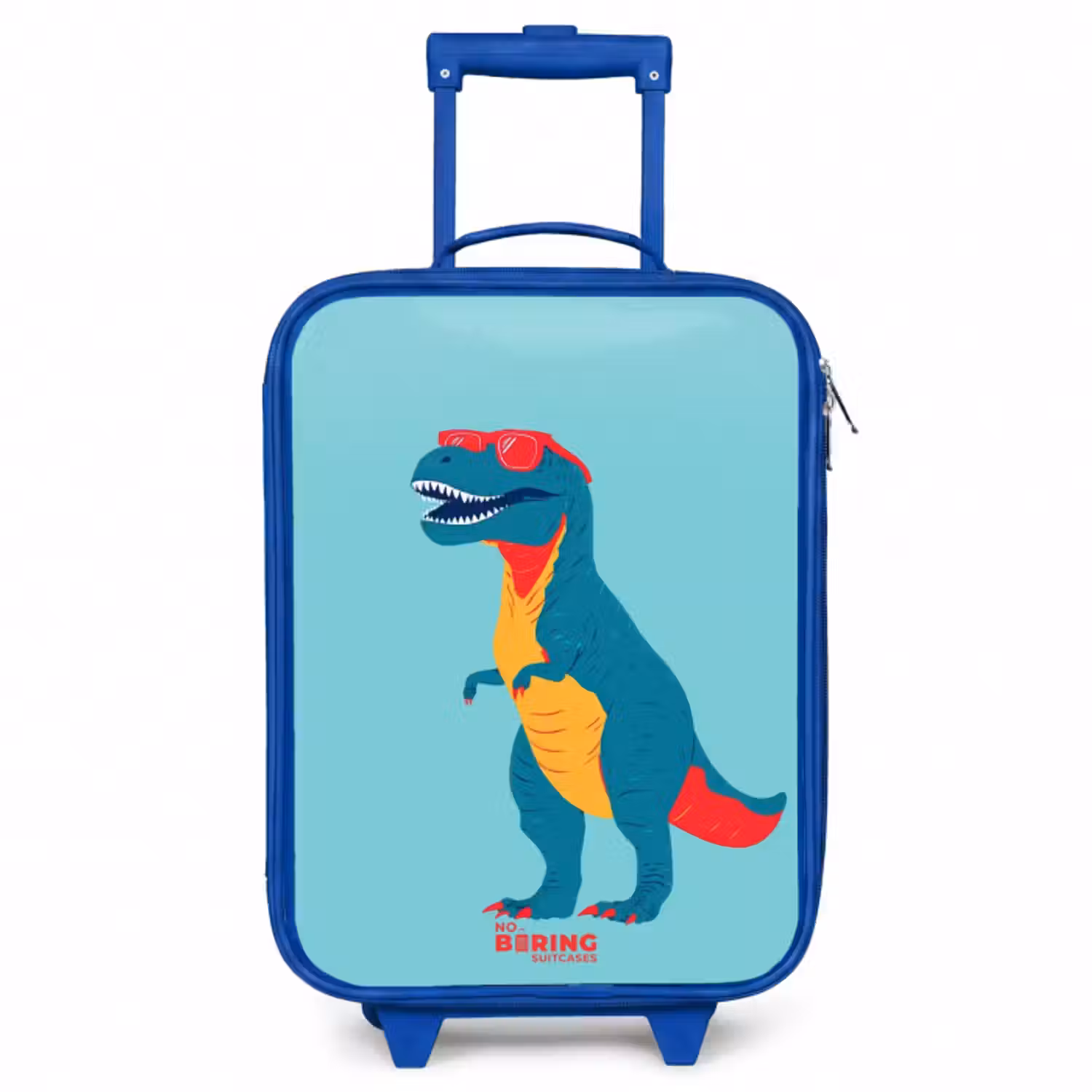 Kinderkoffer - Blauw - Coole T. rex met zonnebril
