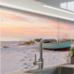 Rustiek - Roeiboot - Zandstrand keuken achterwand 2 middel -zzzz3d_schuin