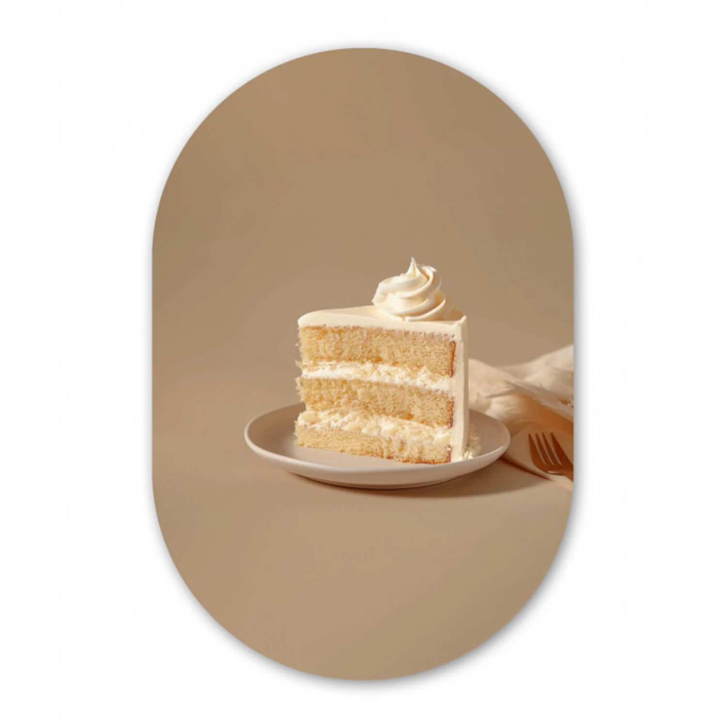 Vanilletaart - Cake - Romig Wandcirkel Ovaal Glas middel -3d