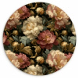 Bloemen - Barok - Patroon - Roze - Crème Wandcirkel kunststof plaat 5mm dik klein 188 -3d