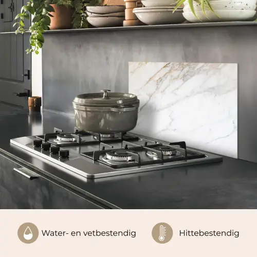 Marmer - Steen - Wit - Goud - Marmerlook - Steen - Luxe keuken achterwand spatscherm klein -usp_NL