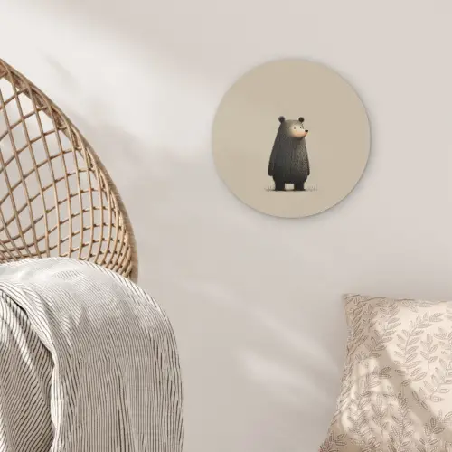 Beer - Donkerbruin - Minimalistisch Akoestische PET Vilt - Rond klein -sfeer4