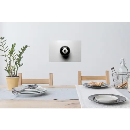 Biljartbal - Getal - Acht - Wit Muursticker klein -eettafel
