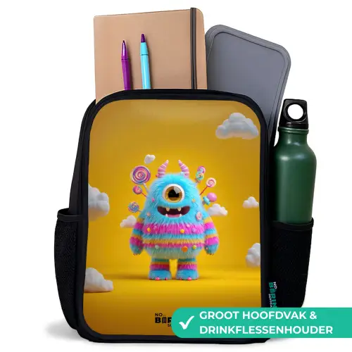 Snoep - Monster - Regenboog Rugzak - Zwart middel -inhoud_NL