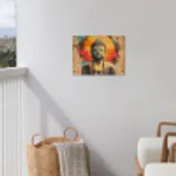 Boeddha Beeld in Vurige Kleuren tuinposter los doek klein -sfeer8