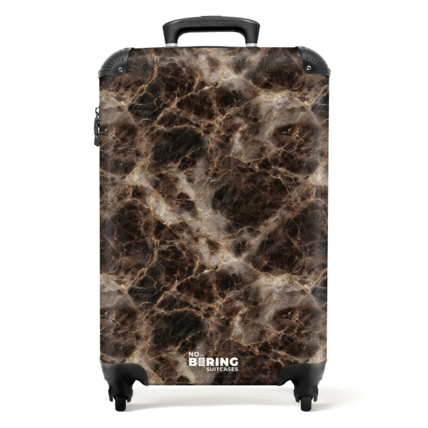 Bruin - Goud - Marmer NBS - Handbagage koffer - Volwassenen Unisex middel -productfoto_recht