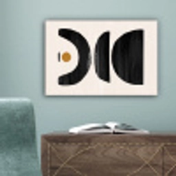 Modern - Abstracte kunst - Zwart - Beige canvas 2cm klein -sfeer4