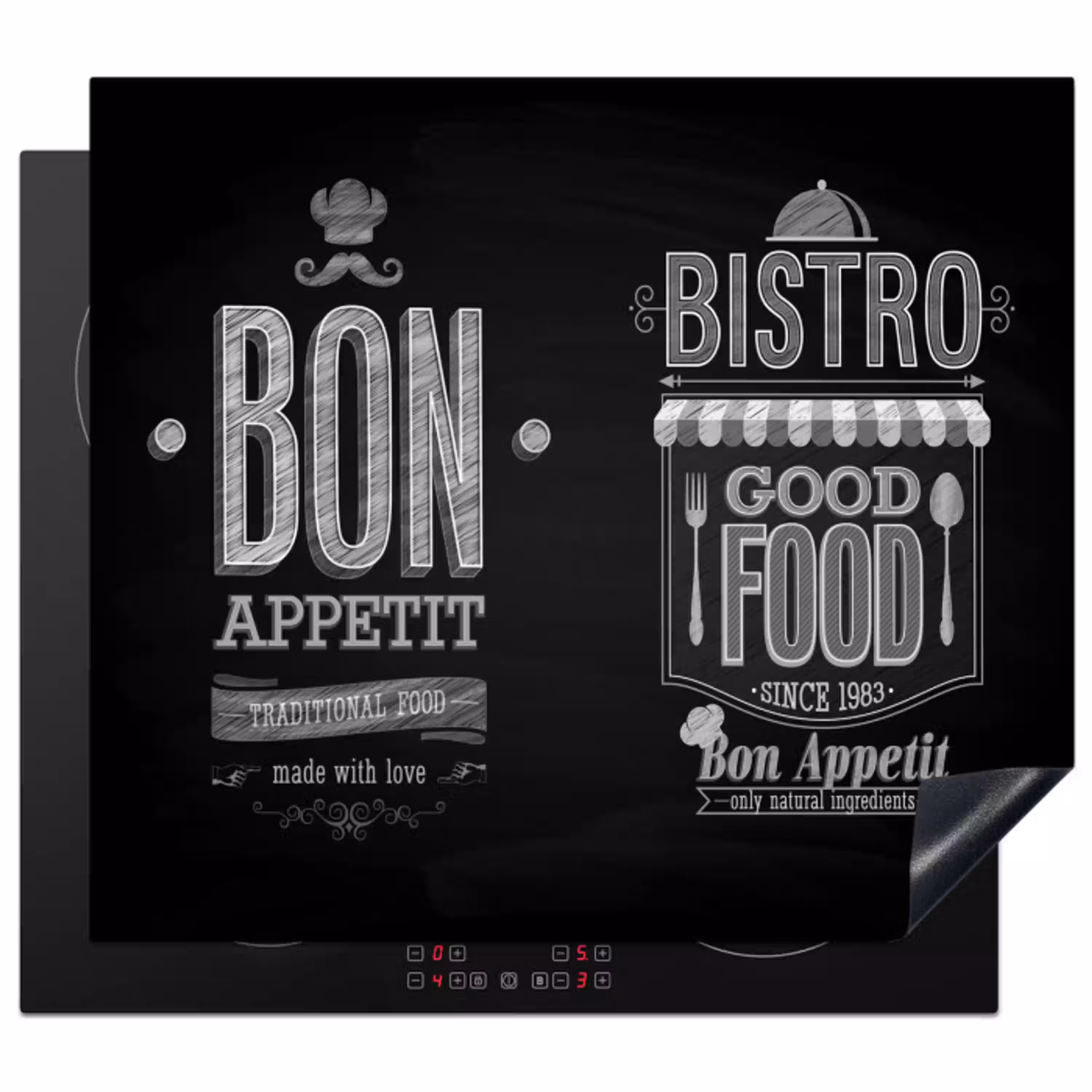 Bistro's Zwarte Bord Inductie beschermer vinyl 3mm middel -3d