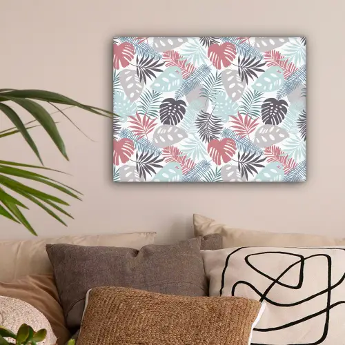 Monstera - Pastel - Bladeren - Tropical canvas 2cm klein -sfeer1