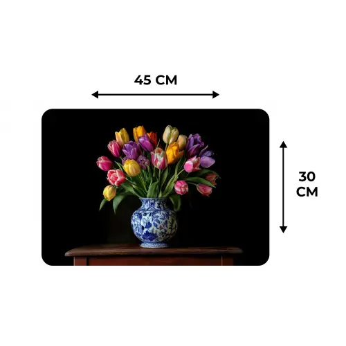 Tulpen - Kleuren - Hout - Vaas Placemat vinyl groot -specs