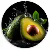 Avocado - Groente - Bladeren - Water - Zwart - Groen KitchenYeah - Keuken - Wandcirkel Forex klein -3d