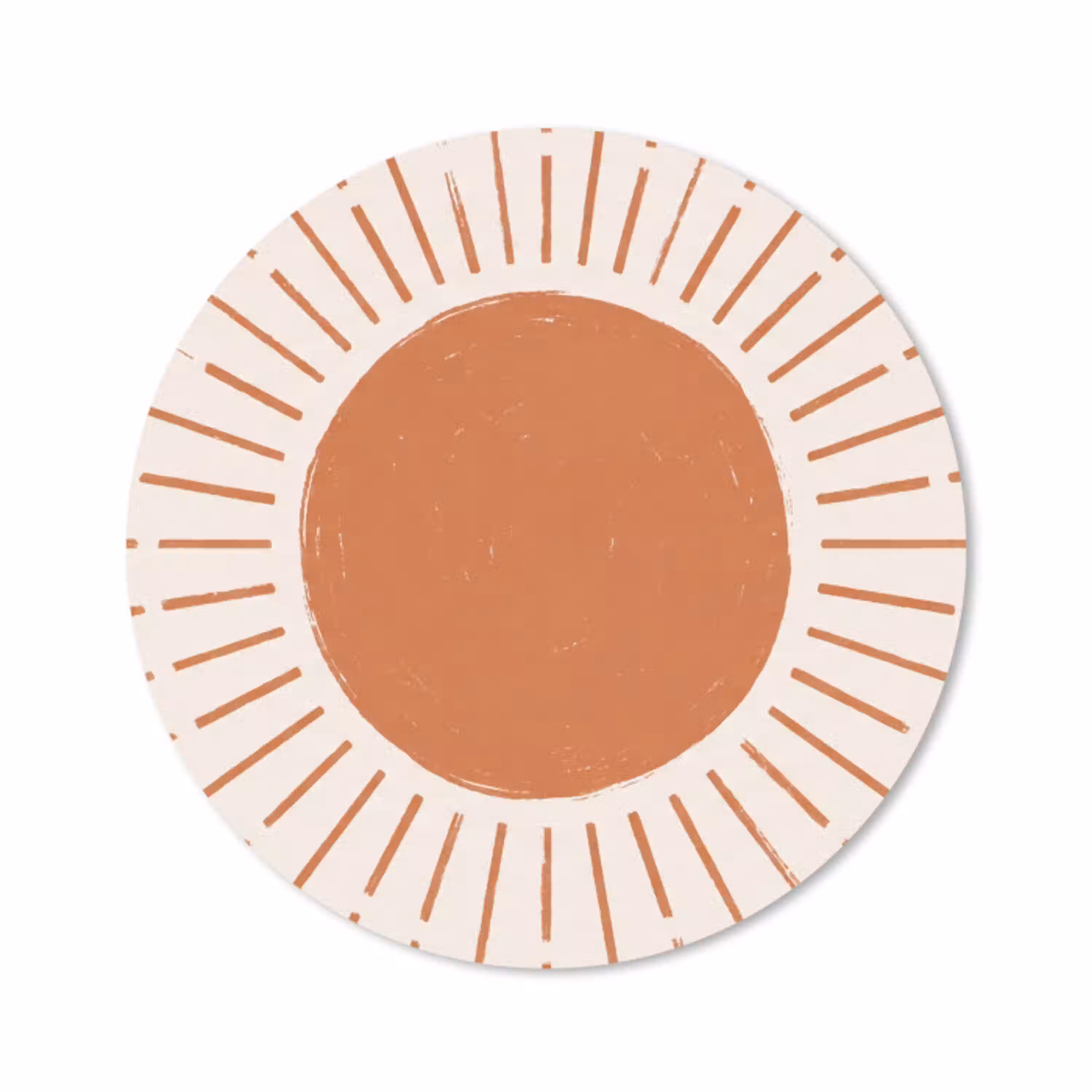 Zon - Stralen - Abstract - Terracotta - Modern Muismat rond klein -3d