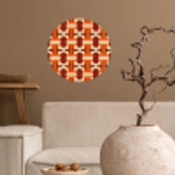 Geometrisch - Retro - Oranje Wandcirkel behangsticker klein 186 -sfeer1