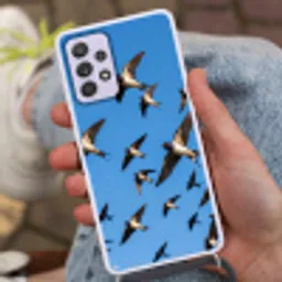 Zwaluwen - Vliegen - Blauw Hoesje Samsung Galaxy A52 5G met koord klein -sfeer3