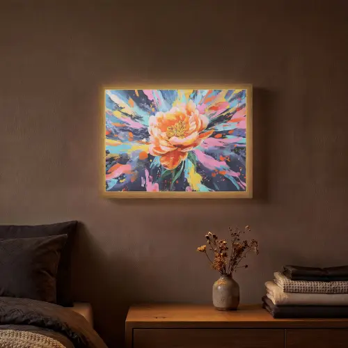 Bloemexplosie - Felle spatten - Dynamisch Light Box met batterij (Wandlamp) middel -sfeer4
