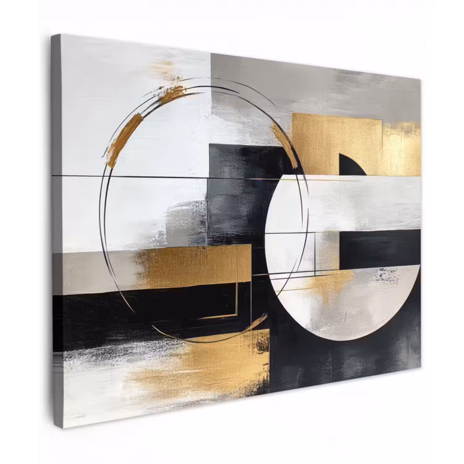 Canvas schilderij - Abstract - Goud - Zilver - Vormen - Aesthetic