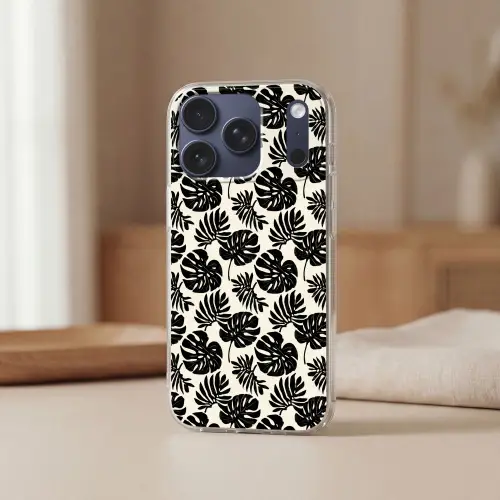 Modern - Monstera - Zwart Telefoonhoesje iPhone 17 Pro klein 878 -sfeer2