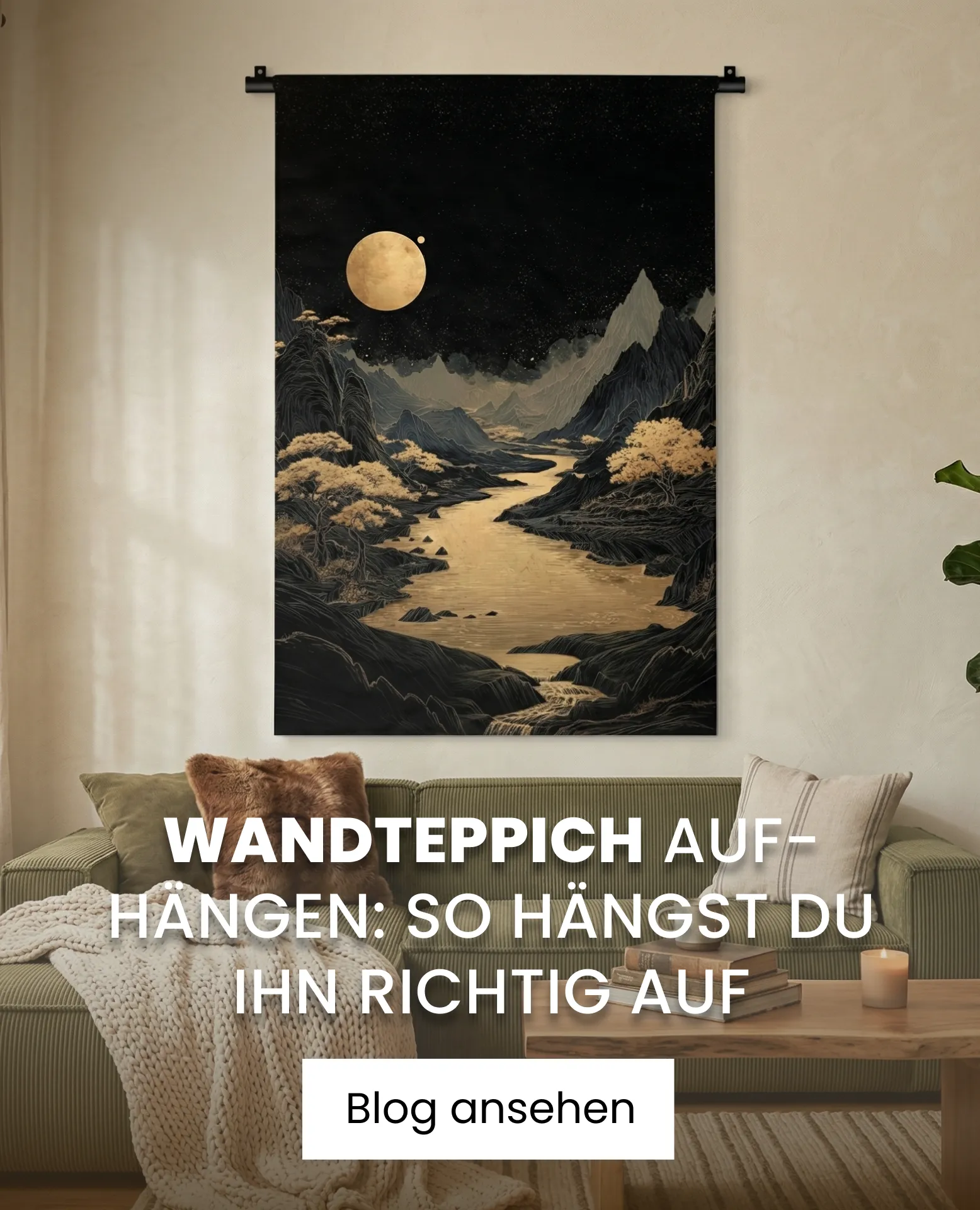 Östlicher Wandteppich im Wohnzimmer 