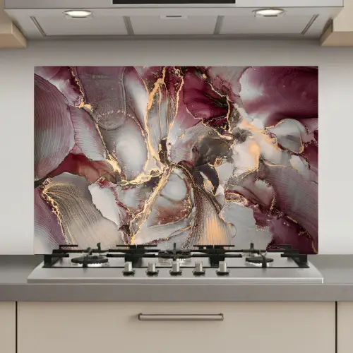 Goud - Marmer - Paars keuken achterwand spatscherm klein -3d_website