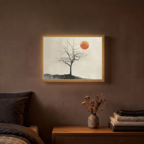 Boom - Zon - Modern - Landschap Light Box met batterij (Wandlamp) middel -sfeer4