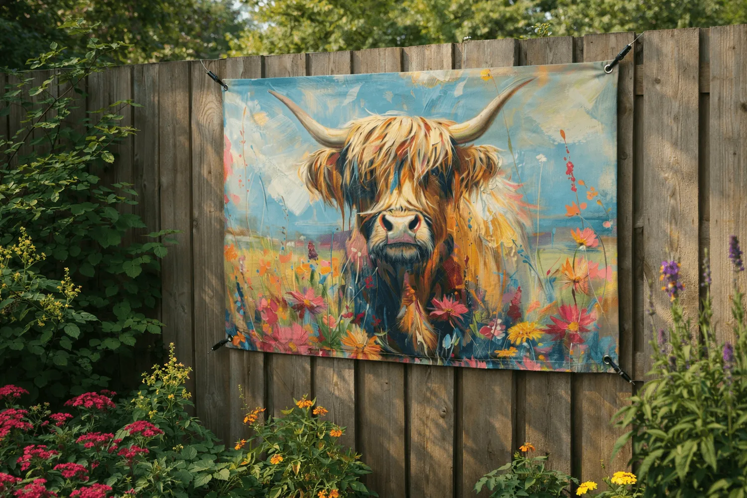 tuinposter ophangen zonder boren koe