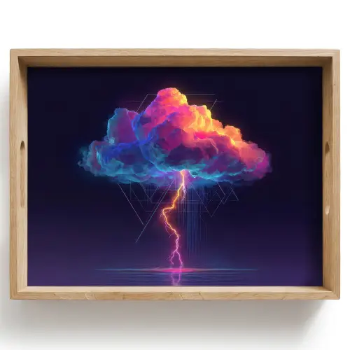 Donderwolk - Bliksemschicht - Licht - Blauw Dienblad Rechthoek middel -z3d_shopping