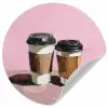 Koffiebekers - Deksel - Verf - Textuur Wandcirkel behangsticker klein -3d