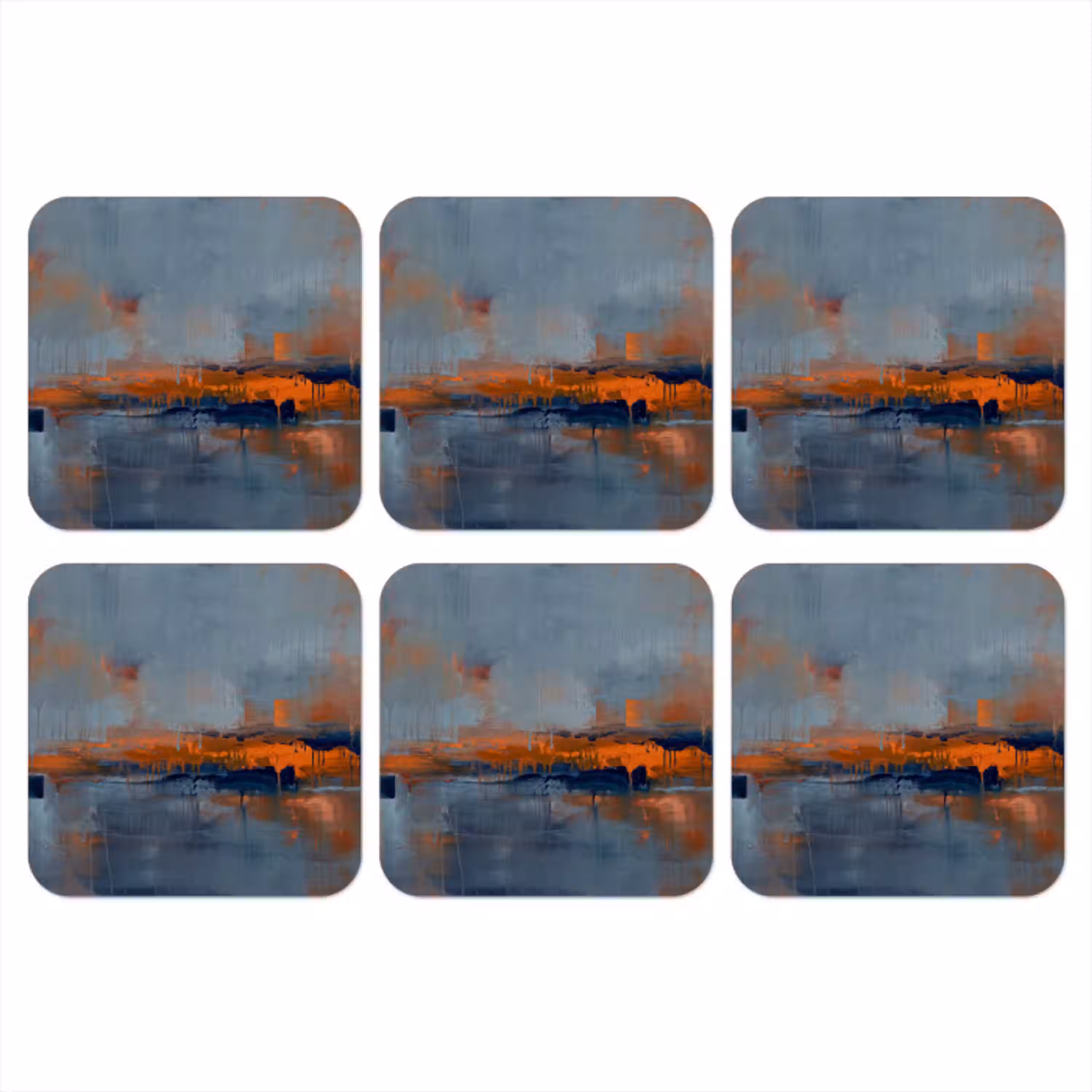 Abstract - Kleuren - Modern - Oranje - Grijs onderzetter kurk middel -3d
