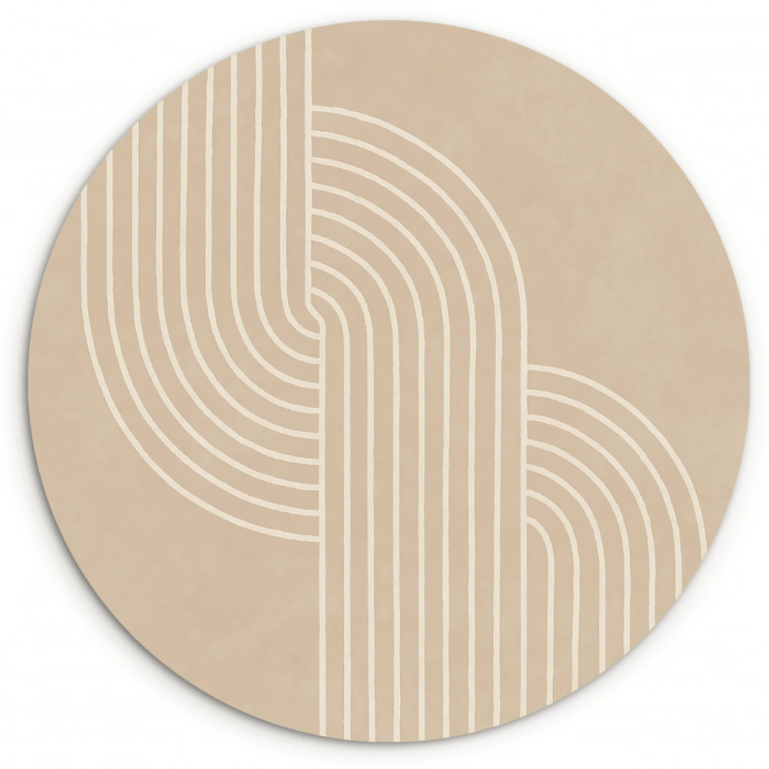 Parallelle lijnen - Lichte textuur - Beige Wandcirkel kunststof plaat 5mm dik klein -3d