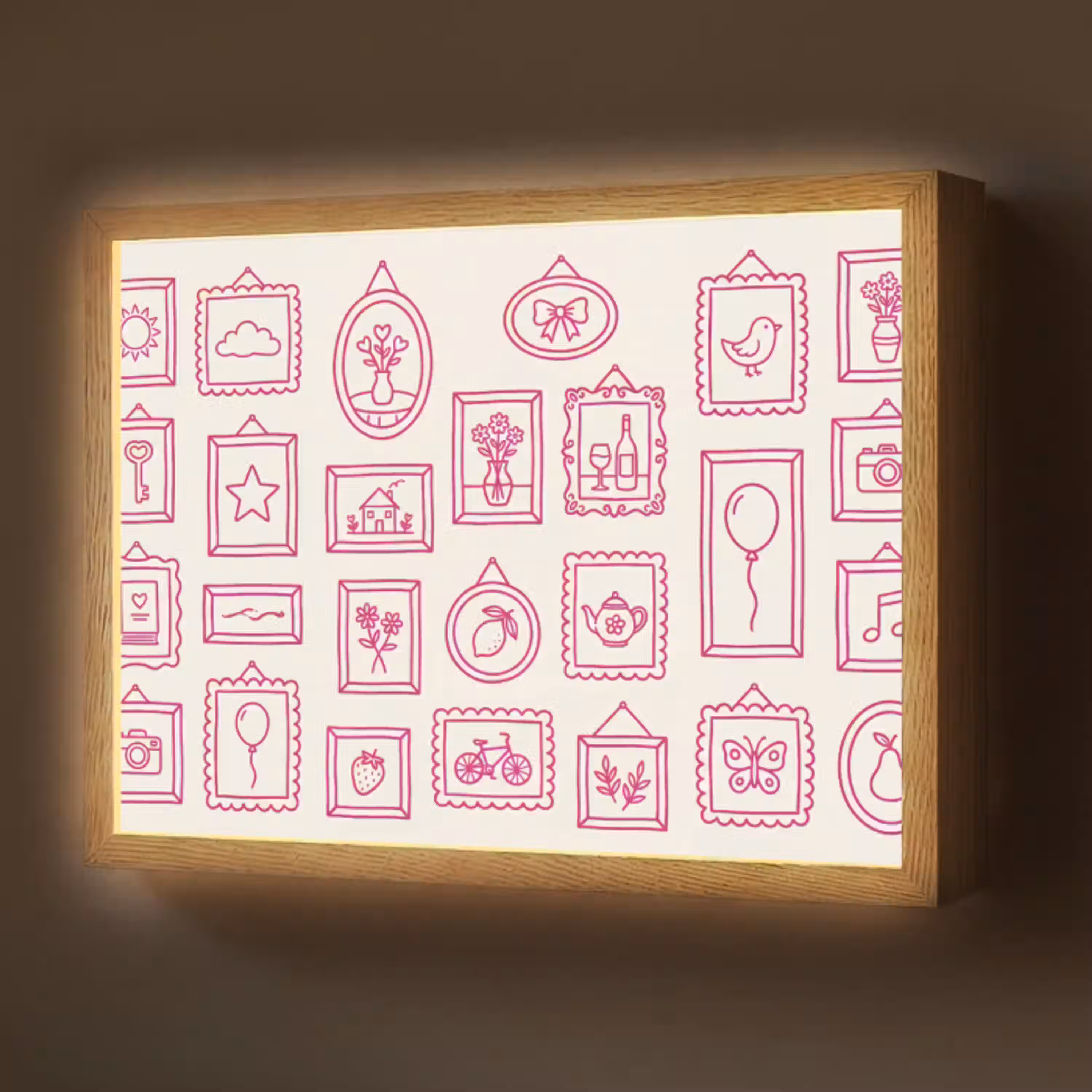 Illustratie - Collectie - Kunst - Minimalistisch - Roze Light Box met batterij (Wandlamp) middel -z3d_website