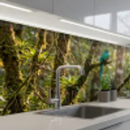 Quetzal - Jungle - Natuur - Groen keuken achterwand 2 middel -3d_schuin