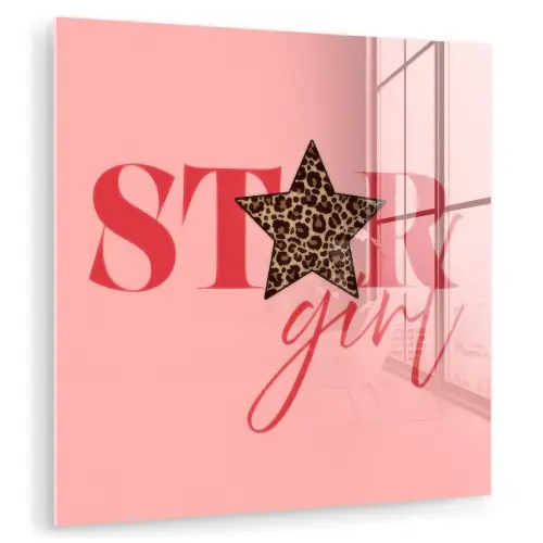 Star girl - Roze - Panter - Ster plexiglas 5mm klein -zzzproduct_nieuw
