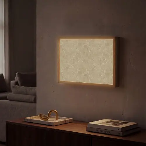Beige - Marmer - Witte aders Light Box met batterij (Wandlamp) middel 907 -sfeer1
