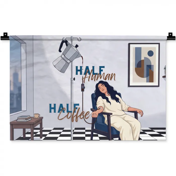 Half human, Half Coffee - Infuus - Koffie Wandkleed katoen klein -zz3d