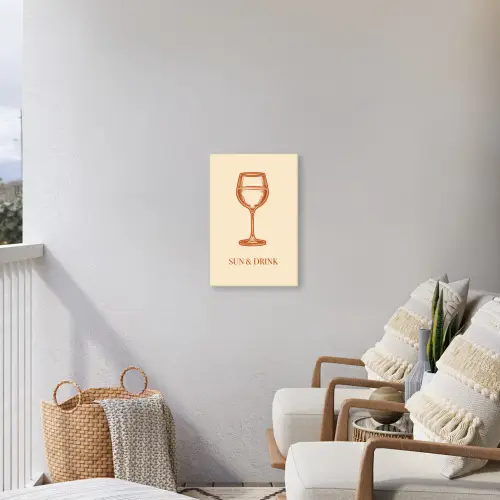 Wijn - Zomer - Quote - Oranje Tuinposter op houten frame 2 cm dik klein -sfeer1