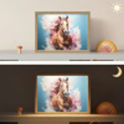 Paard - Meisjes - Blauw - Roze Light Box met batterij (Wandlamp kind) middel -sfeer3_kind