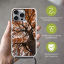 Boom - Bladerdak - Herfst - Oranje - Sfeervol Hoesje iPhone 16 Pro Max met koord klein -sfeer2_DE
