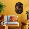 Chimpansee - Stoel - Pak - Bruin Wandcirkel Ovaal Forex klein -sfeer4