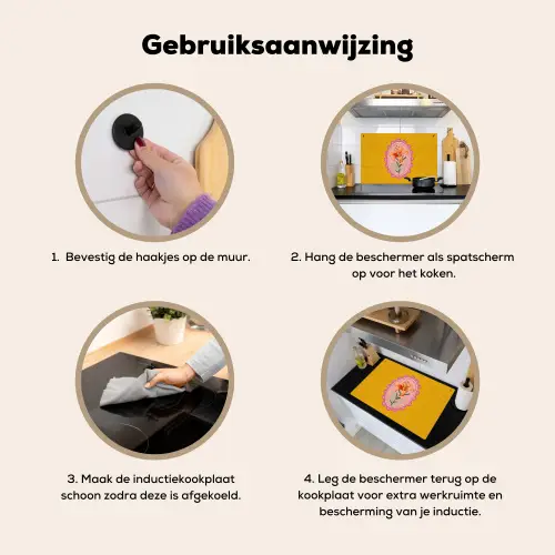 Lelie - Oranje - Lijst - Ovaal Inductie beschemer met haakjes klein -ky-gebruik-nl