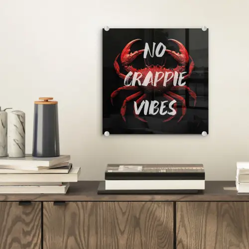 Krab - Rood - Tekst - Zwart plexiglas 5mm klein -sfeer1