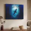 Walvis - Vissen - Donkerblauw Textielframe zwart klein -sfeer3
