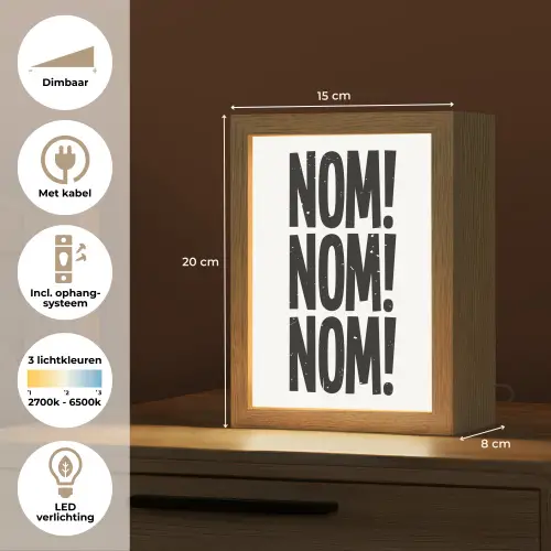 Decoratie - Japandi - Vintage - Zwart Light Box met kabel (Tafellamp) klein -USP_NL