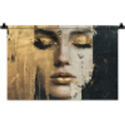 Abstract - Goud - Gezicht - Lippen Wandkleed katoen klein -zz3d