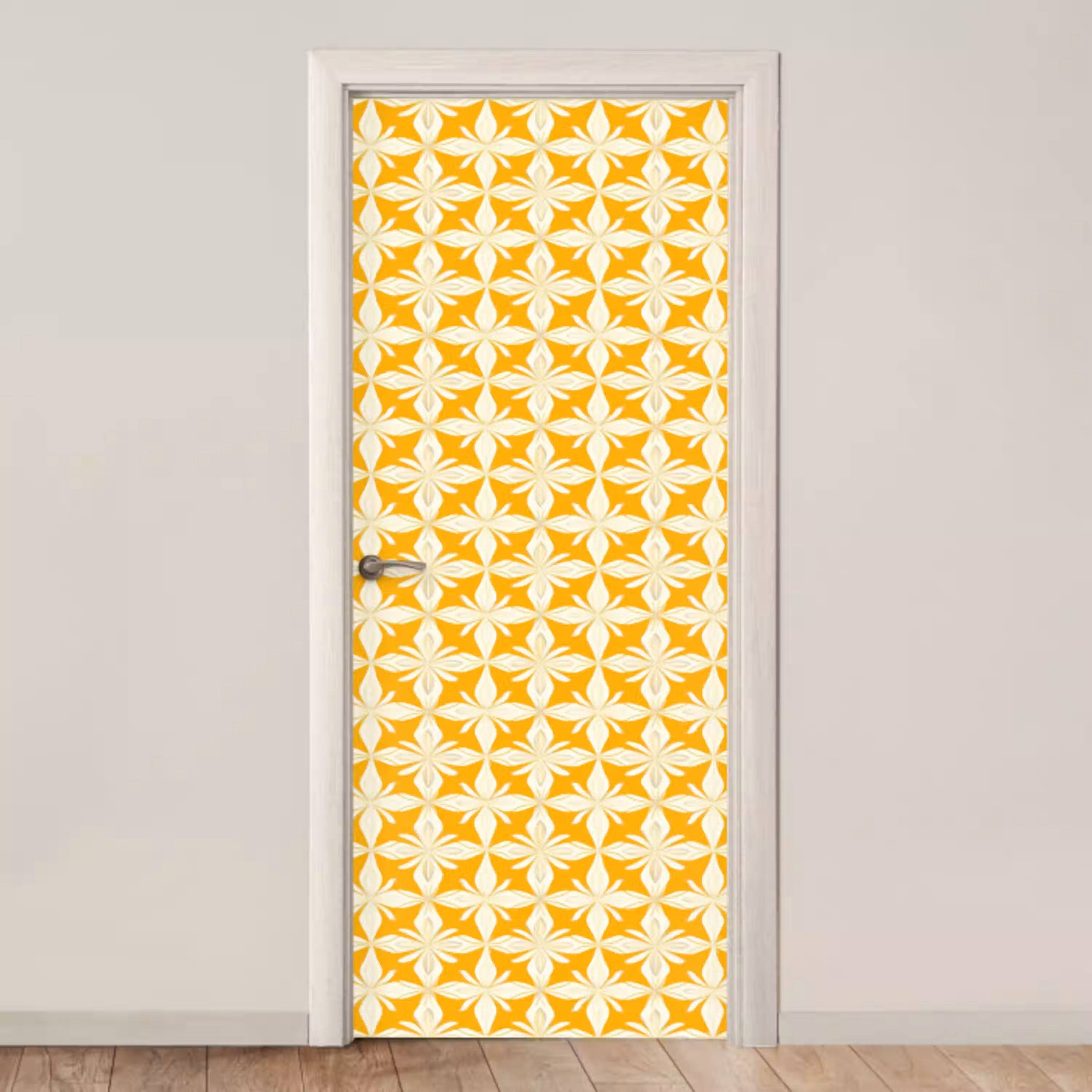 Patroon - Retro - Geel deurposter klein 289 -3d_beige
