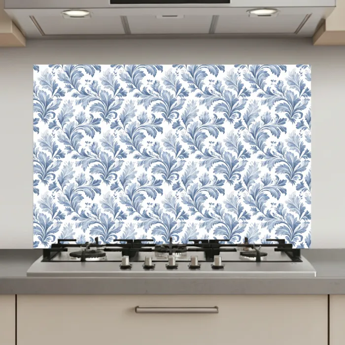 Bladeren  - Blauw - Patroon keuken achterwand spatscherm klein 900 -3d_website